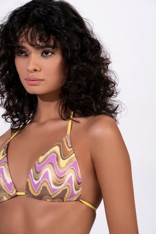 Endeep Kadın Yarım Dolgulu Zigzag Desenli Parıltılı Bikini Takımı Sarı