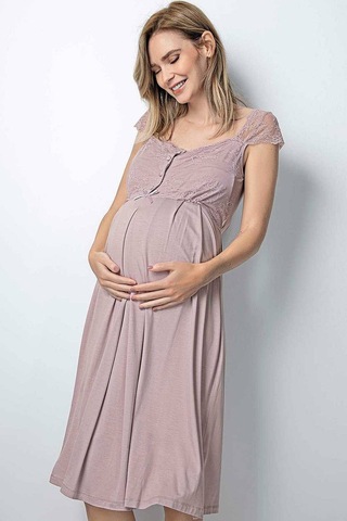 Monamise 18438 Hamile Lohusa Sabahlıklı Gecelik Takım - Vizon