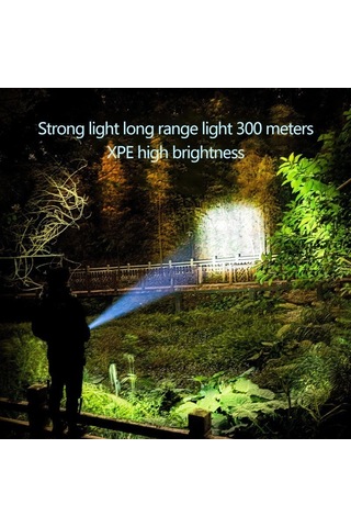 Güçlü Işık El Feneri Usb Şarj Edilebilir El Feneri Taşınabilir Ultra Parlak Uzun Menzilli Dış Mekan Ev Led Işık Siyah