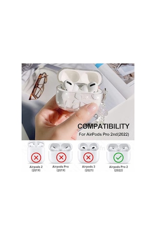 Airpods Pro 2.nesil Parıltılı Koruyucu Kapak Kelebek Sevimli Sert Silikon Koruma Kılıf Beyaz