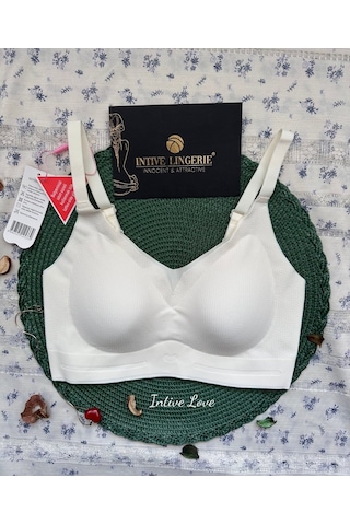 Intive Pureform Balensiz Dikişsiz Kopçasız Dokulu Seamless Bralet Ekru