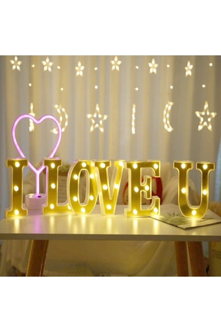 Jeemson Altın Led Harf Işığı M Modeli - Nikah, Doğum Günü, Parti Dekorasyonu Ve İfade Amacıyla - Pil Dahil Değil Diğer