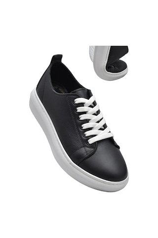 764 Full Ortopedik Taban Hakiki Deri Günlük Kadın Ayakkabı Kadın Sneakers Siyah-beyaz Beyaz - Siyah