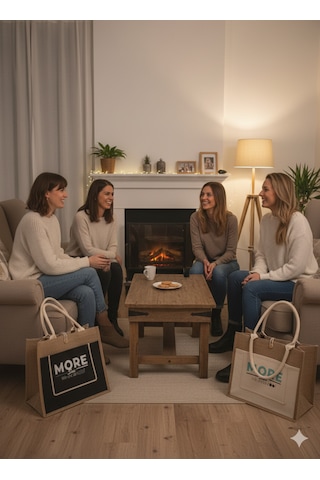 Moresun Jüt Keten Plaj Alışveriş Taşıma Çantası Bej - Siyah