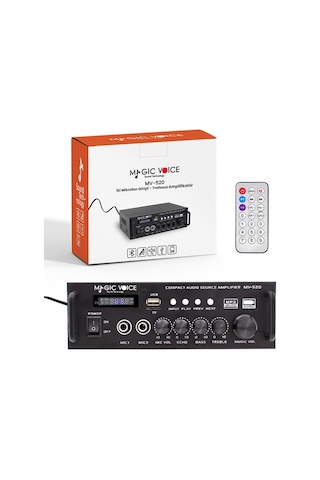 Magicvoice Mv-520 15 Watt Usb Sd Bluetooth 1 Mikrofonlu Girişli Trafosuz Anfi Okul Cami Mağaza Tipi Amfi