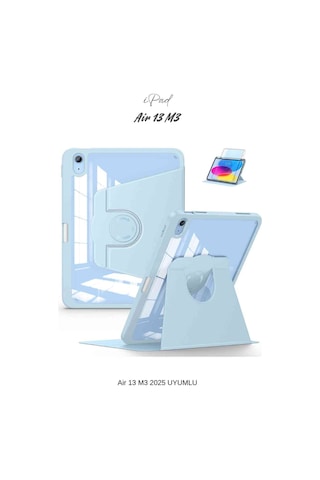 Apple Uyumlu iPad Air 13 2025 M3 Çip 360 Dönebilen Yatay Dikey Standlı Fuchsia Pino Tablet Kılıfı Kılıf