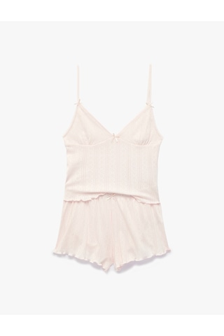 Koton Pamuklu Askılı Pijama Takımı Açık Pembe 6slk40140mk