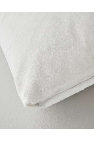 English Home Comfort Pamuklu Sıvı Geçirmez Alez Yastık Kılıfı Beyaz Beyaz