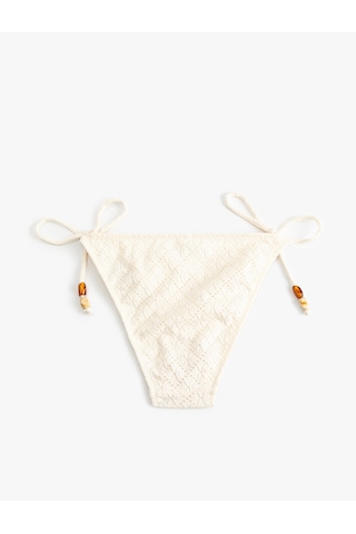 Koton Boncuklu Brodeli Yanları İpli Bikini Altı Ekru 5sak00182mm 30x