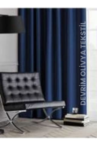 Shy Tekstil Lüks 1. Sınıf Özel Dikim Mavi Blackout Fon Perde - Işık Geçirmez, Ekstraforlu Karartma Lacivert