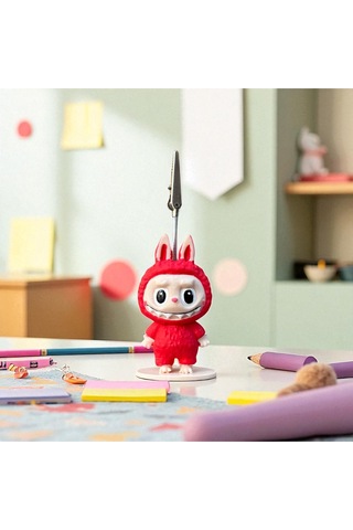 Dekoratif Sevimli Labubu Notluk - Kağıt Tutacağı - Fotoğraf Tutacak Kırmızı