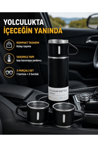 500 Ml Paslanmaz Çelik Termos Seti Sızdırmaz, Vakumlu, Isı Koruma Özellikli, Taşınabilir Termos Aklby-bsva58