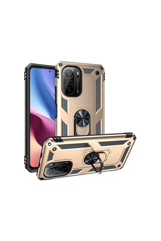 Xiaomi Poco F3 Kılıf Zore Vega Yüzüklü Standlı Zırh Kılıf
