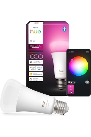 Philips Huewca E27 1600 Lumen Renkli Akıllı Ampul A67 11.8w Yeni Enerji Tasarrufu Çok Renkli