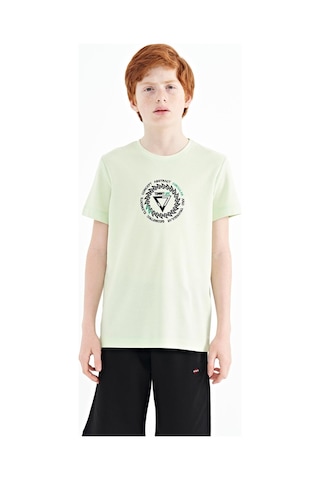Tommylife Tommy Life Açık Yeşil Nakış İşleme Detaylı O Yaka Standart Kalıp Erkek Çocuk T-shirt - 11115 AÇIK YEŞİL