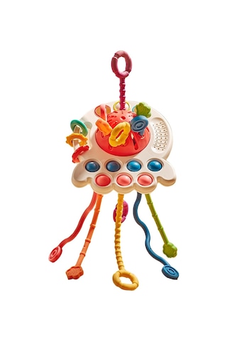 Hallow Bebek Montessori Oyuncakları İçin Çekme İpli Oyuncak Kırmızı