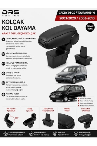 Volkswagen Caddy 2003 - 2020 / Touran 2003 - 2015 Kolçak Kol Dayama Siyah