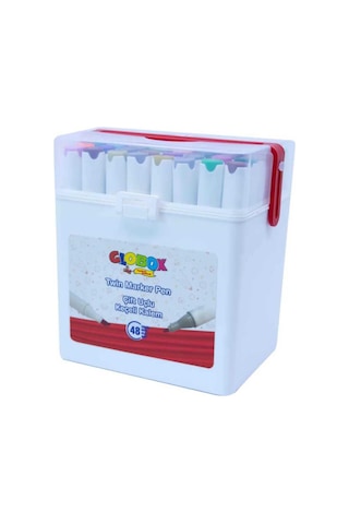 Globox Twin Marker Set Çift Uçlu Keçeli Kalem 48 Renk Plastik Çantalı Globox Twin Marker Set Çift Uçlu Keçeli Kalem 48 Renk Plastik Çantalı