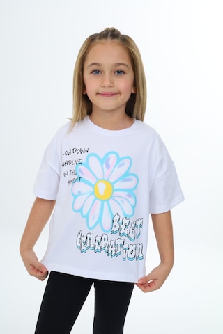 Toontoy Kids Toontoy Kız Çocuk Baskılı Tişört Beyaz