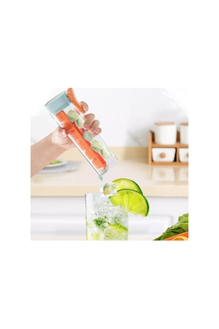 Samdoo 2 Adet Turuncu Tek Elle Basılabilir Buzluk - 6 Bölmeli Ev Kullanıma Uygun Yiyecek Grubu Pc+pp Materyal - Spill Koruyucu Kapaklı Buz Depolama Kutusu Çok Renkli