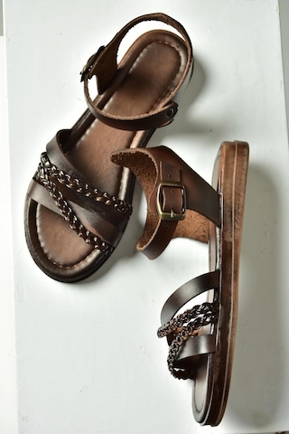 Fox Shoes U390906403 Kahverengi Hakiki Deri Kadın Sandalet Kahverengi-hakiki Deri