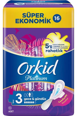 Orkid Platinum Hijyenik Ped Gece Süper Ekonomik Paket 16 Ped
