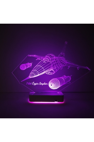 Kişiye Özel F16 Savaş Uçağı Masaüstü 3D Led Lamba