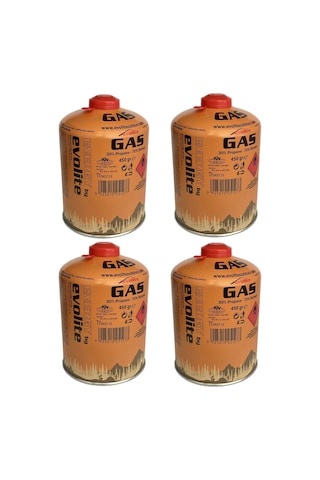 Evolite Butane Propane Vidalı 450 Gr. Ocak Kartuşu - 4 Adet Sarı