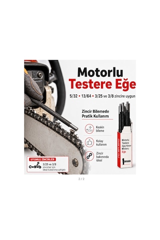 Algarıde Eng Motorlu Testere Eğe Seti 12'li 5.2 Mm 14/64" 3/25 Ve 3/8 Ayak Zincirler Yuvarlak Eğe