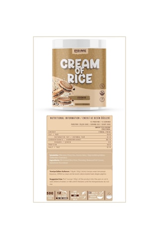 Prime Nutrition Cream Of Rice 750 Gram Cookie Kurabiye Aromalı
