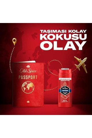 Old Spice Captain Erkek 3 Ü 1 Arada Duş Jeli & Şampuan 90 Mililitre Acai Üzümü