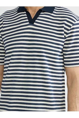 Lc Waikiki İndigo Polo Yaka Çizgili Erkek Tişört Indigo