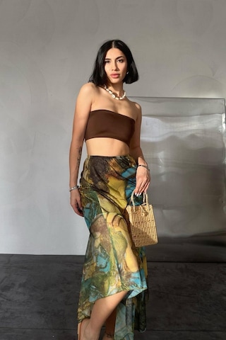Butik İstanbul Desenli Baskılı Lastikli Etek Butik İstanbul Desenli Baskılı Lastikli Etek