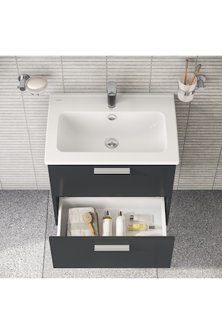 Vitra Mia 75102 Çekmeceli Banyo Dolabı Seti 60 CM Antrasit