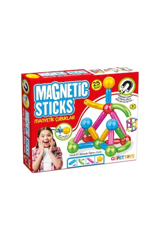 25 Parça Manyetik Çubuklar Ve Toplar Stem Oyuncağı