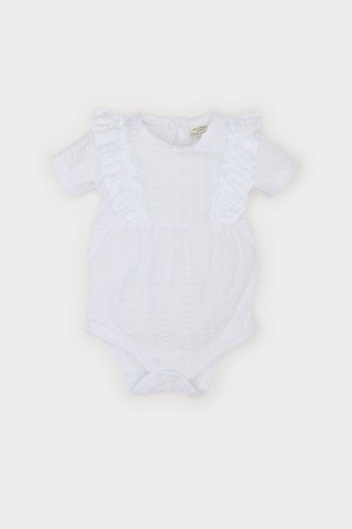 DeFacto Kız Bebek Yenidoğan Bisiklet Yaka Kısa Kollu Çıtçıtlı Body C8811A525SMWT79 Beyaz