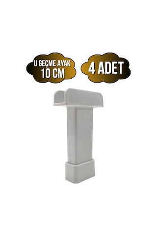 U Geçme Beyaz Plastik Ayarlı Ayak Mobilya Masa Ve Dolap Ayağı Beyaz 10cm 4 Adet Beyaz