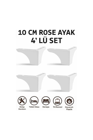 Rose 10 Cm Mobilya Kanepe Sehpa Tv Ünitesi Koltuk Ve Konsol Ayağı Beyaz