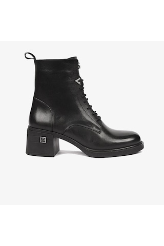 Greyder 59127 Kadın Hakiki Deri Bağcıklı Kenarı Fermuarlı Kalın Topuk Chıc Bot 001