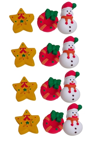 Eğitici Etkinlik Yılbaşı -neol-yıldız Kardan Adam 3'lü Set 2 Boyutlu 8 Cm 3 Adet