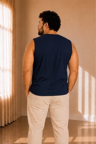 Sngl Tekstil Erkek Oversize Sıfır Kollu T-shirt S-m-l-xl-2xl Lacivert