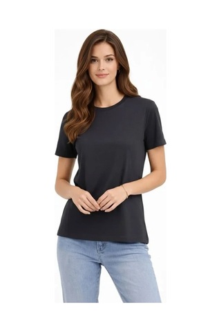 Vexor Bisiklet Yaka Tişört Regular Kalıp Basic Pamuklu Günlük Kullanım T-shirt - Füme