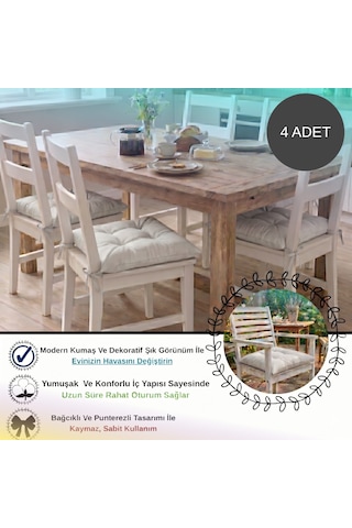 4 Adet - 40x40 Cm Lüks Süet Dokulu Gri Sandalye Minderi - %100 Silikon Elyaf Dolgulu Yıkanabilir Minder