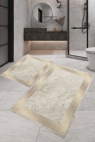 Eliana Home Dijital Baskı 2'li Banyo Paspas Takımı Lna5-sm273 100x60 Ve 60x50 Cm Bej