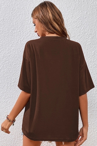 Unisex Shimmer Baskılı T-shirt Kahverengi