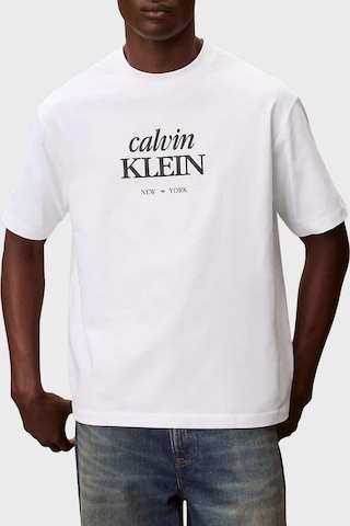Calvin Klein Erkek T Shirt Lv04rf818g Yaf Beyaz Beyaz