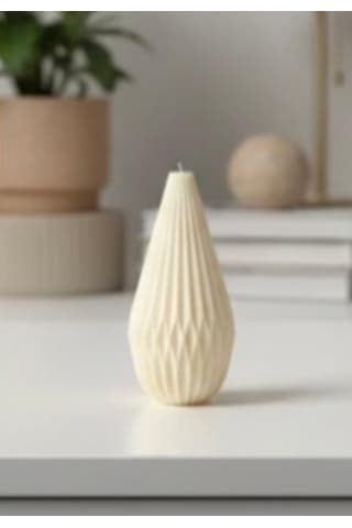 Özdemcandle Desenli Uzun Armut Model Baton Dekoratif Kokulu Soya Mum Krem Boy: 14.5 Cm Koku Seçenekleri İçin Ürün Açıklamasını İnceleyiniz Krem