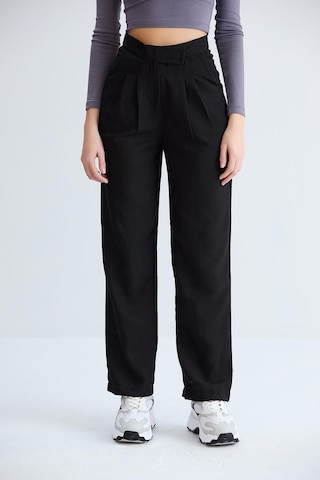 Sortie Collection Kemeri Cırtlı Keten Pantolon Siyah-siyah Siyah