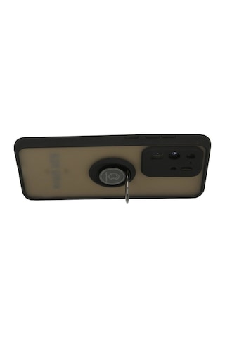 Newface Samsung Galaxy Uyumlu S20 Ultra Kılıf Montreal Yüzüklü Silikon Kapak Semeglbl - 69 - Siyah Sıyah