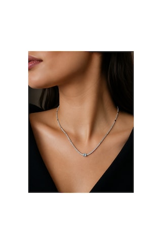 Blink Gümüş Mavi Zirkon Taşlı Su Yolu Gerdanlık Şık Tasarım Prime Silver Kolye